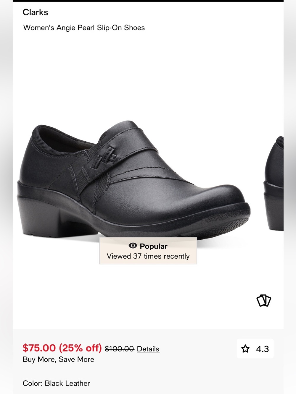 Clarks Black Slip-On Clog Mules